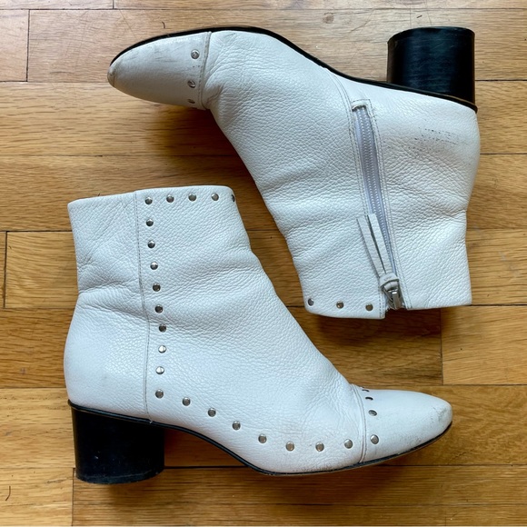 Rebecca Minkoff Studded Leather Ankle Boots, White sz 8.5 - Picture 2 of 11